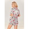 Ekouaer Womens Silk Satin Pajamas Set Short Sleeve Sleepwear Button Down Loungewear 2 Piece Pjs Shorts Set S-5X Plus Size(White Christmas Print)