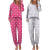 Ekouaer 2 Pack Womens Pajamas Set Long Sleeve Sleepwear Top and Jogger Pants Lounge Sets Cozy Pjs Loungewear S-XXL(Love+light Gray Star)