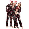 Ekouaer Christmas Family Matching Pajamas Long Sleeve Button Down Pj Set Festival Party Sleepwear(Christmas Black)
