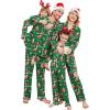 Ekouaer Christmas Family Matching Pajamas Long Sleeve Button Down Pj Set Festival Party Sleepwear(Christmas Green)