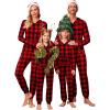 Ekouaer Christmas Matching Family Onesie Pajamas Hoodie One Piece Pajamas Zipper Thermal Sleepwear with Pockets(Family Christmas Buffalo Plaid Print)
