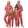 Ekouaer Christmas Matching Family Onesie Pajamas Hoodie One Piece Pajamas Zipper Thermal Sleepwear with Pockets(Family Red Reindeer Print)