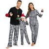 Ekouaer Family Christmas Pajamas Matching Sets Womens Mens Pjs Long Sleeve Sleepwear Holiday Lounge Sets(Black White-buffalo Plaid)