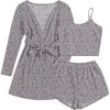 Ekouaer Pajamas for Women Set 3 Piece Lounge Set Soft Pajama Sets Waffle Knit Tank Top and Shorts Cardigan with Pockets S-XXL(Pink Flower)