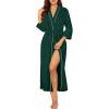 Ekouaer Robes for Women Long Knit Bathrobe Lightweight 3/4 Sleeves Kimono Robe Soft Sleepwear with Pockets S-XXL(Deep Green)