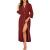 Ekouaer Robes for Women Long Knit Bathrobe Lightweight 3/4 Sleeves Kimono Robe Soft Sleepwear with Pockets S-XXL(Wine Red)