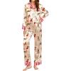 Ekouaer Silk Pajamas for Women Long Sleeve Satin Pajama Set Silky Pj Sets 2 Piece Button Down Loungewear Sleepwear(Animal Different Dogs)