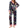 Ekouaer Silk Pajamas for Women Long Sleeve Satin Pajama Set Silky Pj Sets 2 Piece Button Down Loungewear Sleepwear(Constellations and Mermaid)