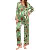 Ekouaer Silk Pajamas for Women Long Sleeve Satin Pajama Set Silky Pj Sets 2 Piece Button Down Loungewear Sleepwear(Cute Cats、martini and Cupcakes)