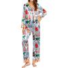 Ekouaer Silk Pajamas for Women Long Sleeve Satin Pajama Set Silky Pj Sets 2 Piece Button Down Loungewear Sleepwear(Different Jumper Cats)