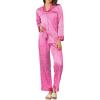 Ekouaer Silk Pajamas for Women Long Sleeve Satin Pajama Set Silky Pj Sets 2 Piece Button Down Loungewear Sleepwear(Pink Leopard)