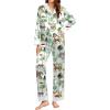 Ekouaer Silk Pajamas for Women Long Sleeve Satin Pajama Set Silky Pj Sets 2 Piece Button Down Loungewear Sleepwear(Safari Animal-zebra、elk and Elephant)