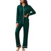 Ekouaer Womens Pajama Sets Long Sleeve Sleepwear Soft Button Down Pjs 2 Piece Loungewear witn Pants S-XXL(Green)