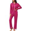 Ekouaer Womens Pajama Sets Long Sleeve Sleepwear Soft Button Down Pjs 2 Piece Loungewear witn Pants S-XXL(Rose)