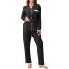 Ekouaer Womens Pajamas Set Long Sleeve Sleepwear Button Down Lounge Set 2 Pieces Soft Nightwear Lace Pjs Set(Black)