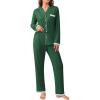 Ekouaer Womens Pajamas Set Long Sleeve Sleepwear Button Down Lounge Set 2 Pieces Soft Nightwear Lace Pjs Set(Deep Green)