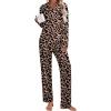 Ekouaer Women’s Pajamas Sets 2 piece PJs V Neck Long Sleeve Sleepwear Comfy Pants Loungewear with Pocket(Leopard)