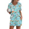 Ekouaer Womens Pajamas Sets Shorts 2 Piece Short Sleeve Lounge Sets Round Neck Sleepwear Soft Pjs with Pockets(Blue Flower)