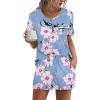 Ekouaer Womens Pajamas Sets Shorts 2 Piece Short Sleeve Lounge Sets Round Neck Sleepwear Soft Pjs with Pockets(Blue White Flower)