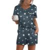 Ekouaer Womens Pajamas Sets Shorts 2 Piece Short Sleeve Lounge Sets Round Neck Sleepwear Soft Pjs with Pockets(Dark Grey White Star)