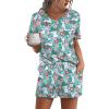 Ekouaer Womens Pajamas Sets Shorts 2 Piece Short Sleeve Lounge Sets Round Neck Sleepwear Soft Pjs with Pockets(Green Rabbit)