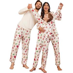 Ekouaer Family Christmas Pajamas Matching Sets Womens Mens Pjs Long Sleeve Sleepwear Holiday Lounge Sets(Christmas Elements)