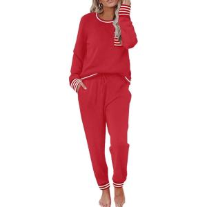Ekouaer Pajamas Women’s Long Sleeve Sleepwear with Long Pants Soft Loungewear Pj Set S-XXL(Red)