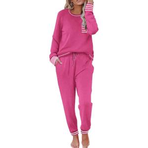 Ekouaer Pajamas Women’s Long Sleeve Sleepwear with Long Pants Soft Loungewear Pj Set S-XXL(Rose Red)