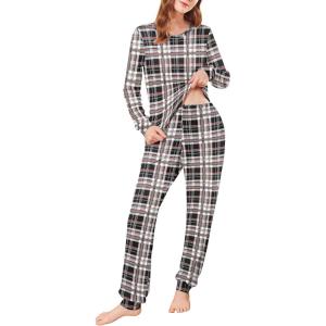 Ekouaer Womens Pajamas Sets Long Sleeve Tops with Jogger Pants Soft Pjs Lounge Set Outfits with Pockets(Colorful Plaid)