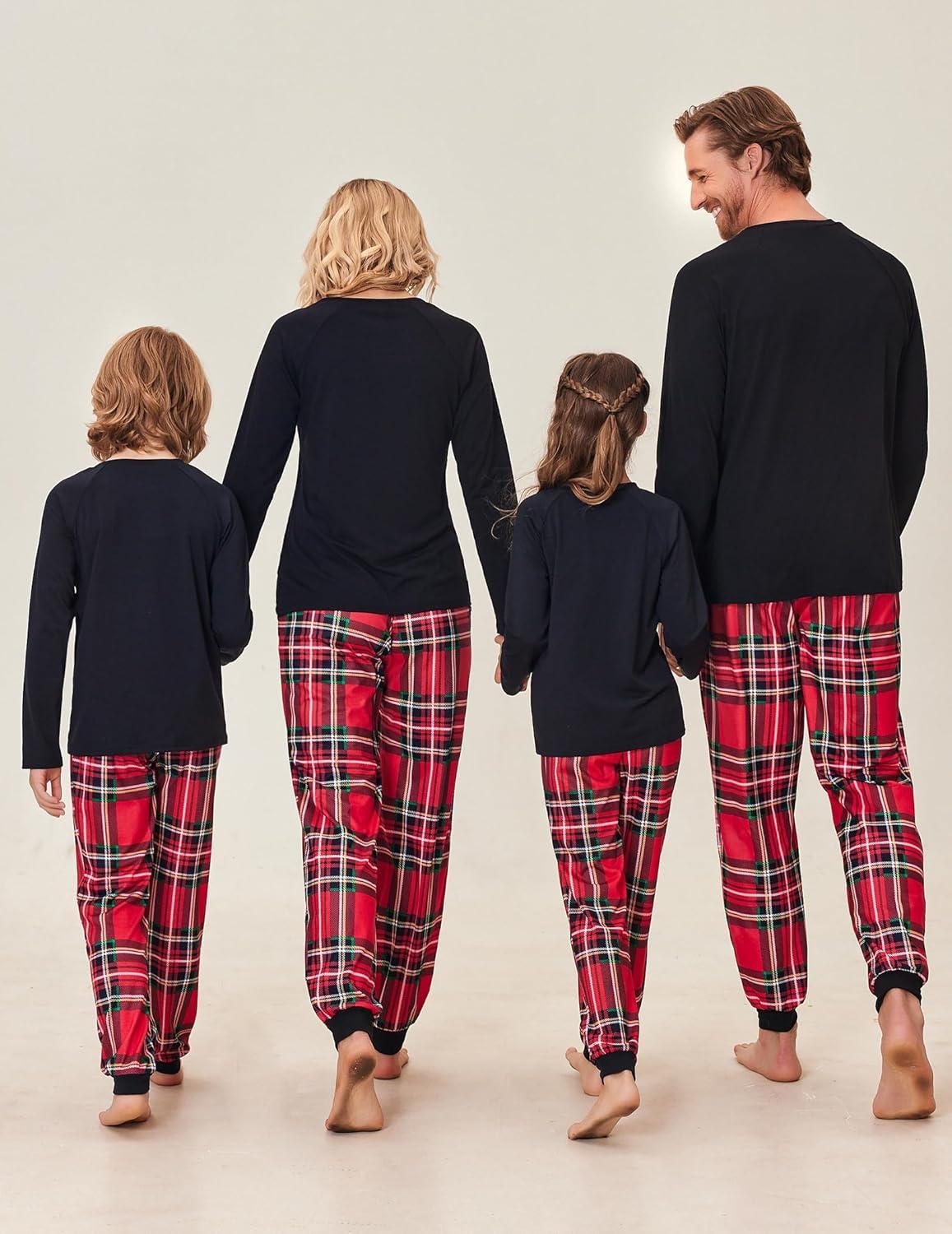 imageEkouaer Family Matching Pajamas Christmas Sleepwear Long Sleeve Sleep Shirt with Plaid Pants Soft Loungewear Pjs Set SXXLChristmas Plaid