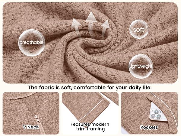 imageEkouaer Zipper Robes for Women 34 Sleeve Bathrobe Lightweight House Coats for Women with Pockets Long Moo Moo NightgownLight Brown