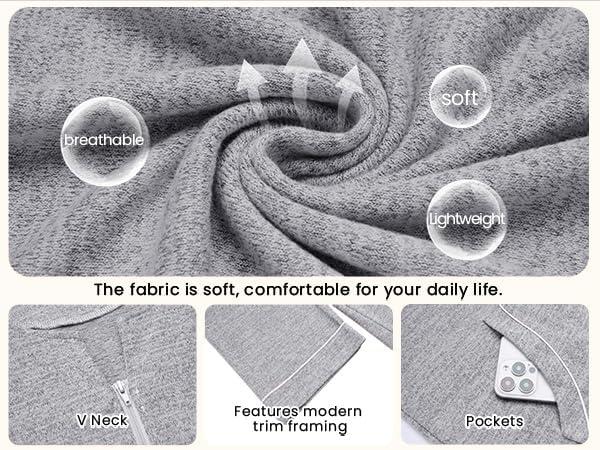 imageEkouaer Zipper Robes for Women 34 Sleeve Bathrobe Lightweight House Coats for Women with Pockets Long Moo Moo NightgownLight Gray