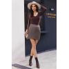 EKOUAER Deep V Neck Shirts for Women Long Sleeve Thermal Tops Slim Fit Lightweight Undershirts Soft Low Cut Tees XS-XXL(Brown)