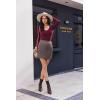 EKOUAER Deep V Neck Shirts for Women Long Sleeve Thermal Tops Slim Fit Lightweight Undershirts Soft Low Cut Tees XS-XXL(Dark Red)