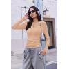 EKOUAER Deep V Neck Shirts for Women Long Sleeve Thermal Tops Slim Fit Lightweight Undershirts Soft Low Cut Tees XS-XXL(Khaki)