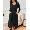 EKOUAER Womens Knit Robe Set 2 Piece Nightgown with Robes Long Sleeves Lounge Sets with Pockets S 3XL(Black)