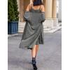 EKOUAER Womens Knit Robe Set 2 Piece Nightgown with Robes Long Sleeves Lounge Sets with Pockets S 3XL(Black Gray)