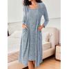 EKOUAER Womens Knit Robe Set 2 Piece Nightgown with Robes Long Sleeves Lounge Sets with Pockets S 3XL(Blue)