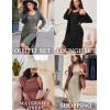EKOUAER Womens Knit Robe Set 2 Piece Nightgown with Robes Long Sleeves Lounge Sets with Pockets S 3XL(Burgundy)