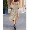 EKOUAER Womens Knit Robe Set 2 Piece Nightgown with Robes Long Sleeves Lounge Sets with Pockets S 3XL(Camel)