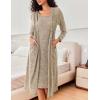 EKOUAER Womens Knit Robe Set 2 Piece Nightgown with Robes Long Sleeves Lounge Sets with Pockets S 3XL(Camel)