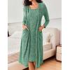 EKOUAER Womens Knit Robe Set 2 Piece Nightgown with Robes Long Sleeves Lounge Sets with Pockets S 3XL(Gray Green)
