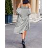 EKOUAER Womens Knit Robe Set 2 Piece Nightgown with Robes Long Sleeves Lounge Sets with Pockets S 3XL(Light Gray)