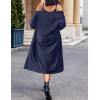 EKOUAER Womens Knit Robe Set 2 Piece Nightgown with Robes Long Sleeves Lounge Sets with Pockets S 3XL(Navy Blue)