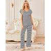 Ekouaer 2 Pack Womens Pajamas Short Sleeve Sleepwear Top with Pants Super-Soft Printed Lounge Sets S-XXL(Black/Black Stripe)