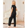 Ekouaer 2 Pack Womens Pajamas Short Sleeve Sleepwear Top with Pants Super-Soft Printed Lounge Sets S-XXL(Black/Champagne)
