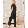 Ekouaer 2 Pack Womens Pajamas Short Sleeve Sleepwear Top with Pants Super-Soft Printed Lounge Sets S-XXL(Black/Dark Green)