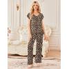 Ekouaer 2 Pack Womens Pajamas Short Sleeve Sleepwear Top with Pants Super-Soft Printed Lounge Sets S-XXL(Black/Leopard)