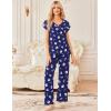 Ekouaer 2 Pack Womens Pajamas Short Sleeve Sleepwear Top with Pants Super-Soft Printed Lounge Sets S-XXL(Blue Moon/Blue Star)