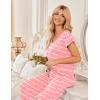 Ekouaer 2 Pack Womens Pajamas Short Sleeve Sleepwear Top with Pants Super-Soft Printed Lounge Sets S-XXL(Coffee Gray/Pink Stripe)